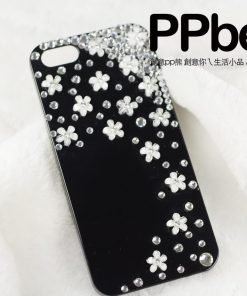 貼鑽手機保護殼-客製化花紛飛水鑽手機殼